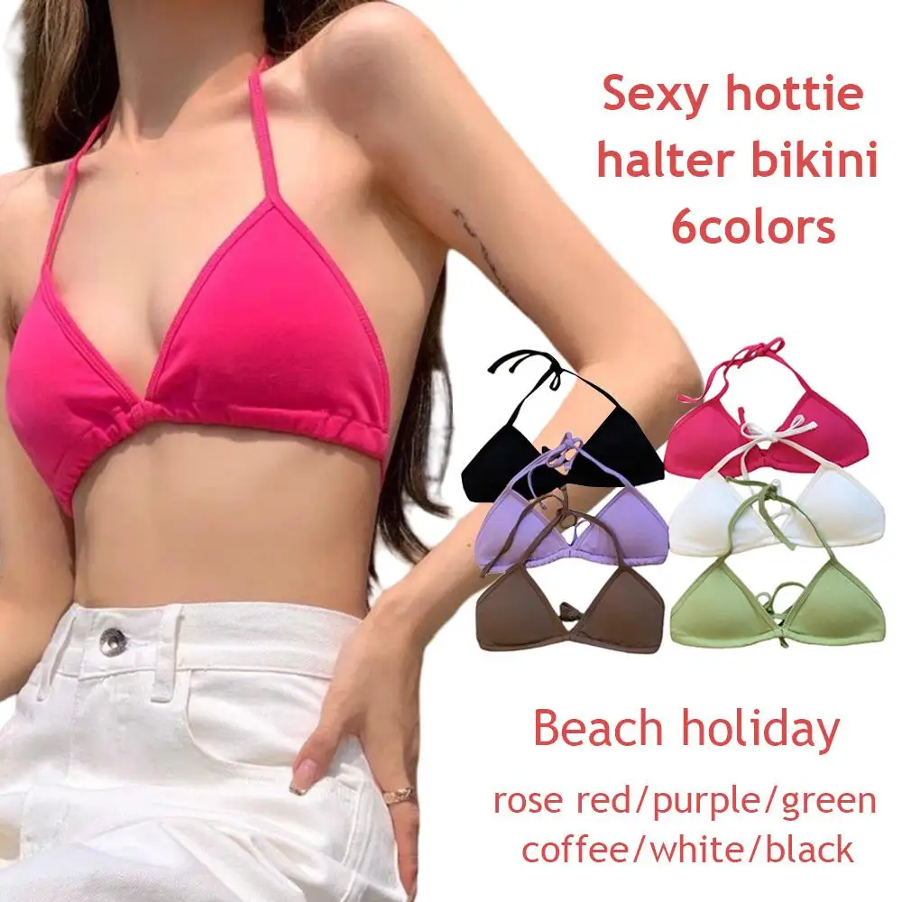 ملابس داخلية نسائية بأشرطة وصدر على شكل مثلث فرنسي ملابس داخلية بناتي نصف رقبة ملابس داخلية بيكيني حبال مثيرة للفتيات لقضاء عطلة على الشاطئ #6
