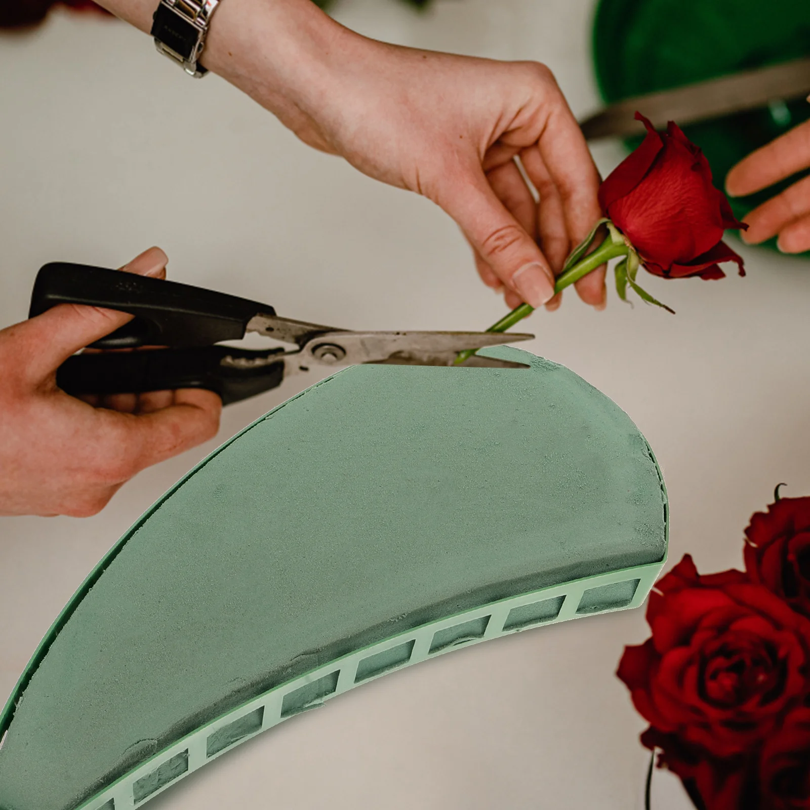 

1 Set Wedding Car Mud Foam Flower Arrangement Base Strong Water Absorption Pp Floral Foam Diy Suction Cup Tray Fresh Wet Floral