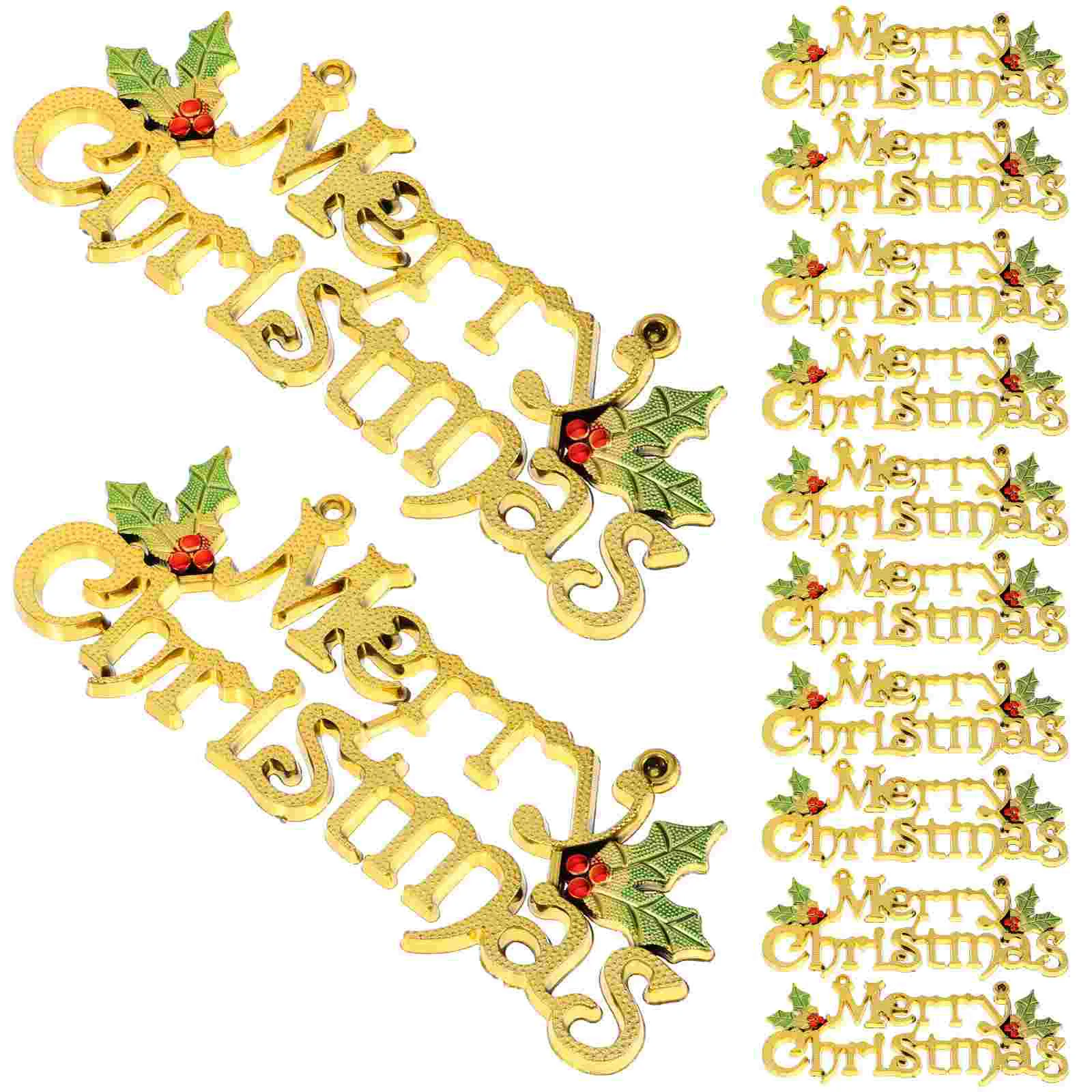 12 Pcs Christmas Letter Door Plastic Xmas Decoration Vintage Pendant Hanging Adornment Signs Retro Merry