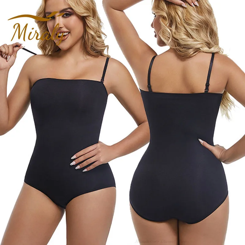 Women Strapless Shapewear Bodysuit with Removable Straps Tummy Control Body Shaper Slimmer Slimming Seamless Sculpting Tank Top