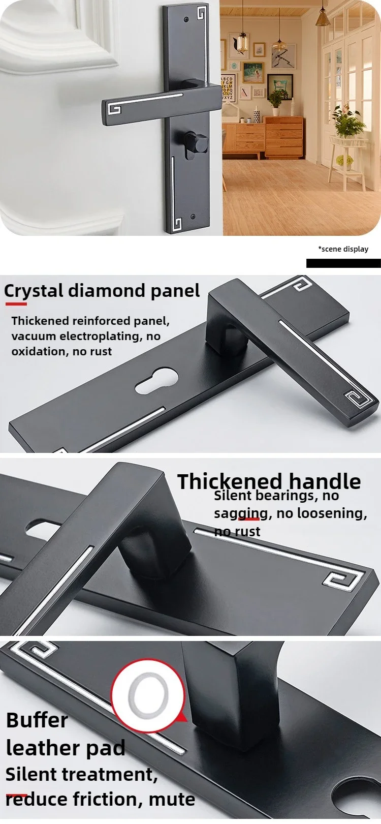 

Best Household Indoor Door Lock Universal Wooden Door Lock Aluminum Alloy Material Silent Door Lock Suitable for 35mm-50mm