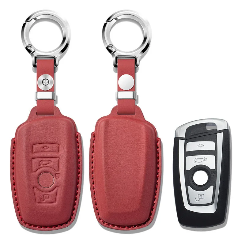 For BMW 1 3 5 7 Series X1 X3 X4 X5 F10 F15 F16 F20 F30 F18 F25 M3 M4 Top Layer Leather Car Key Case Cover Shell Keychain Key Bag