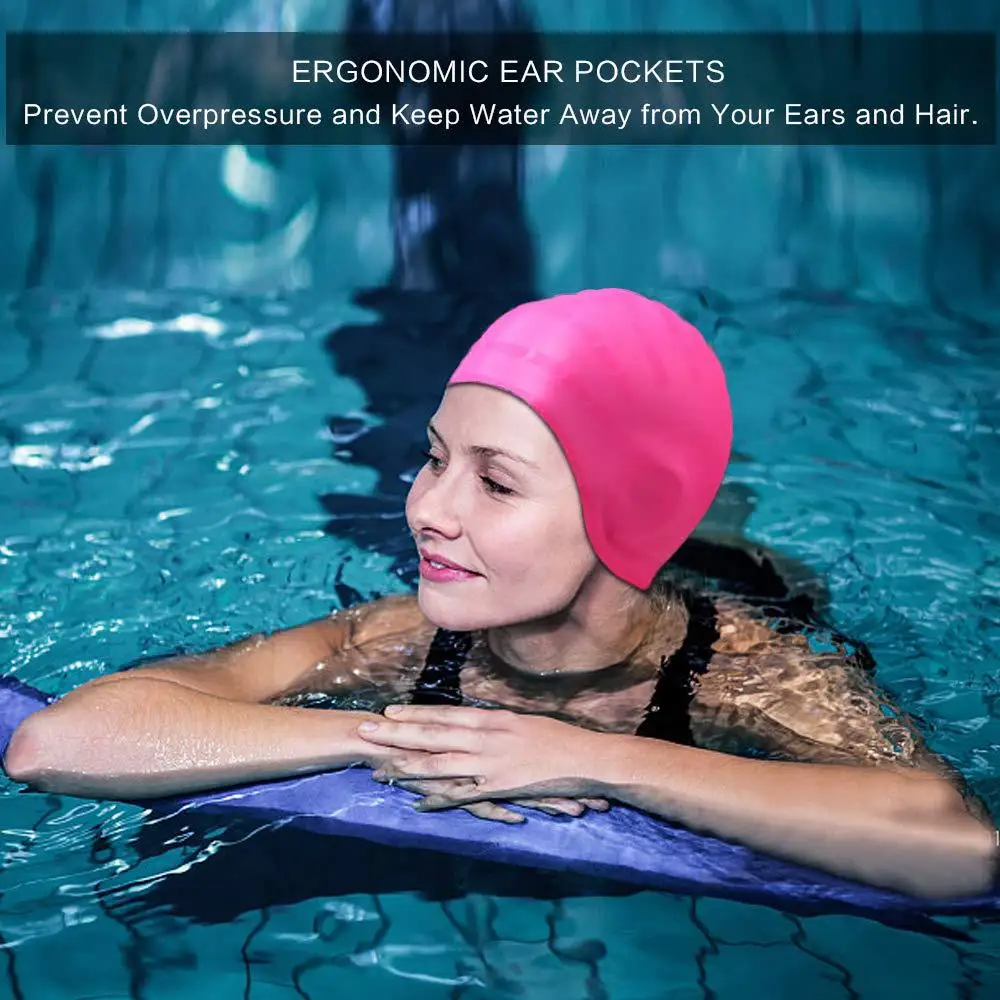 Bonnet de natation à haute élasticité pour adultes, bonnet de piscine imperméable, protection des oreilles, cheveux longs, grand chapeau de plongée en silicone, hommes et femmes