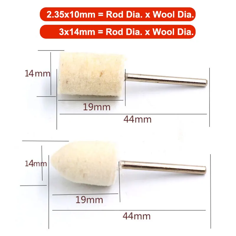 10 Pcs. For Fine Polishing of Irregular Surface Wool Felt Mounting Tips