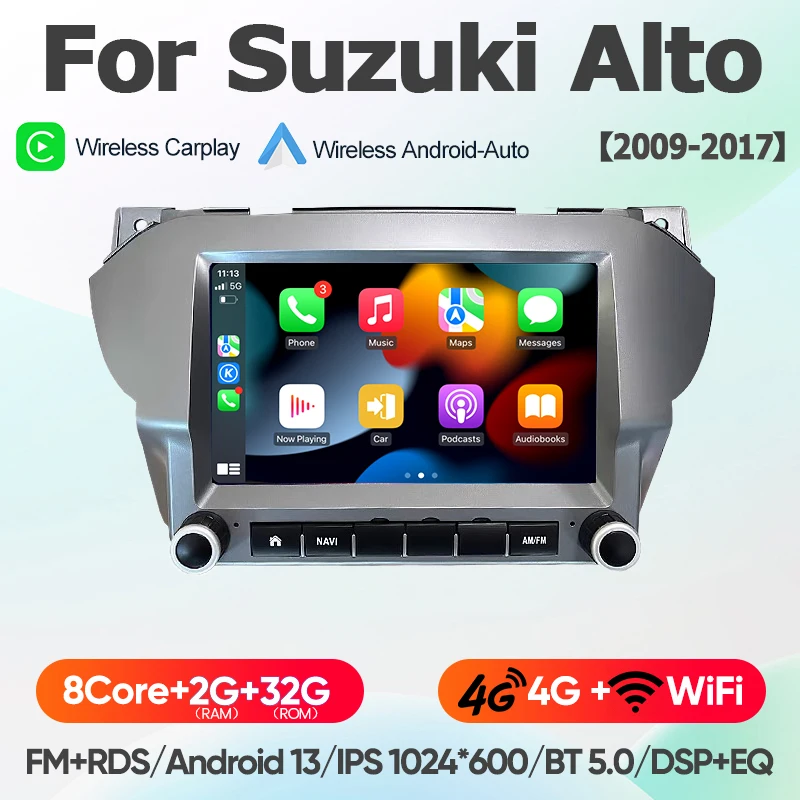 Voor Suzuki Alto 2009 - 2016 Nissan Pixo 4G+WiFi Android 13 draadloze CarPlay autoradio multimediasysteem navigatie BT radio