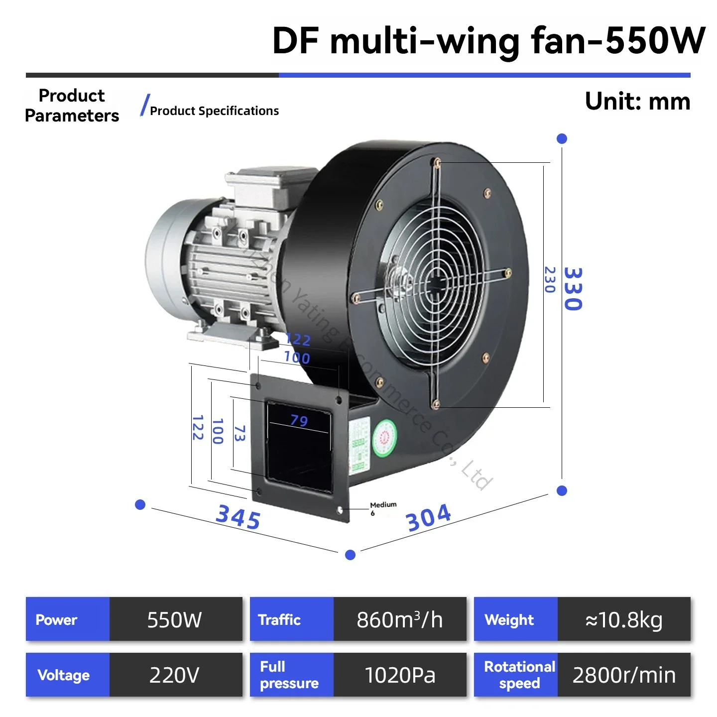

New DF-550W Centrifugal Fan, High Temperature Resistant Induced Draft Fan, Industrial Cooling Blower, Powerful 220V Small Fan