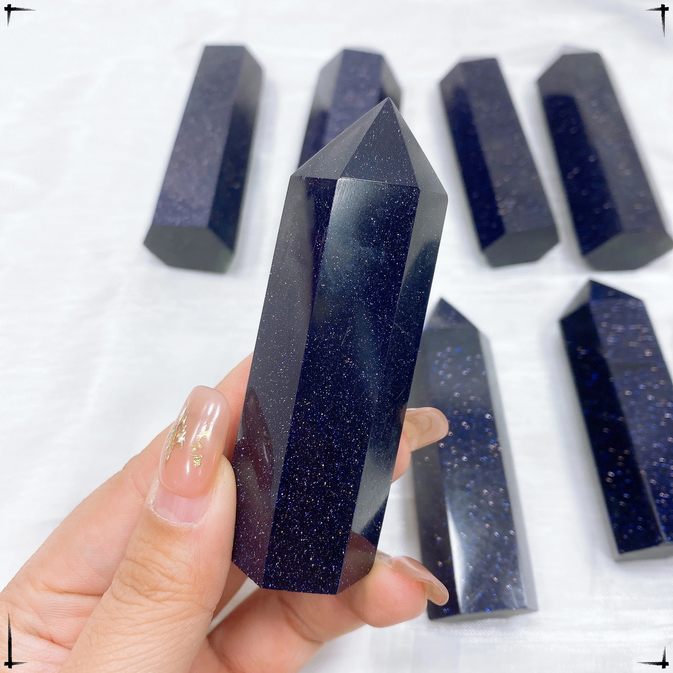 5-9CM Natural Crystal Blue Sandstone Column Energy Stones Polished Tower Crystal Energy Healing Room Ornament Home Decor Gift