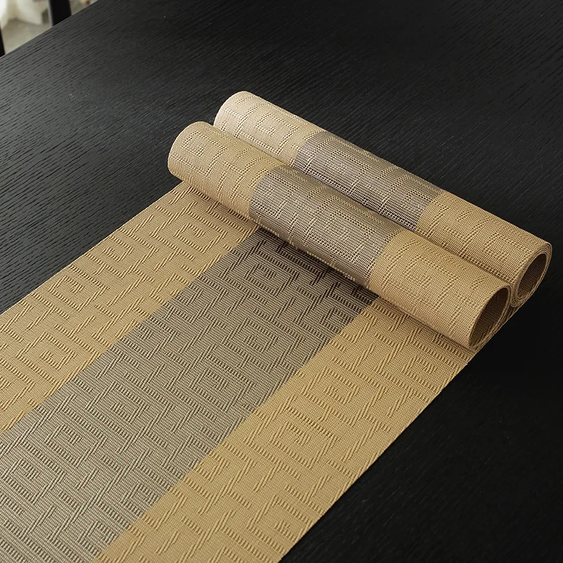 Chinese style tea mat, Zen style PVC tea mat, table flag, tablecloth, woven Chinese styleea Table TV Cabinet Long Bar Tablecloth