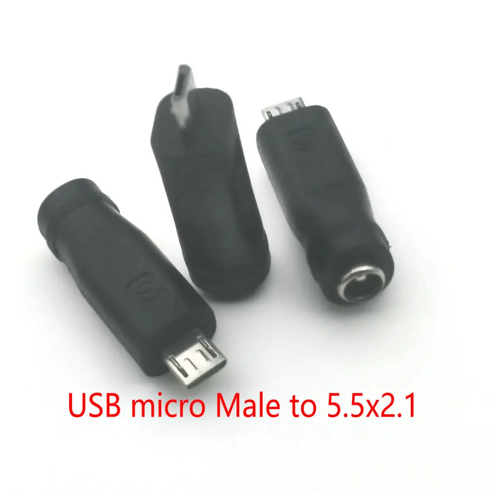 DC 5.5 mm x 2.1 mm Inner DC Female to USB micro Male Power Charging Cable Adapter