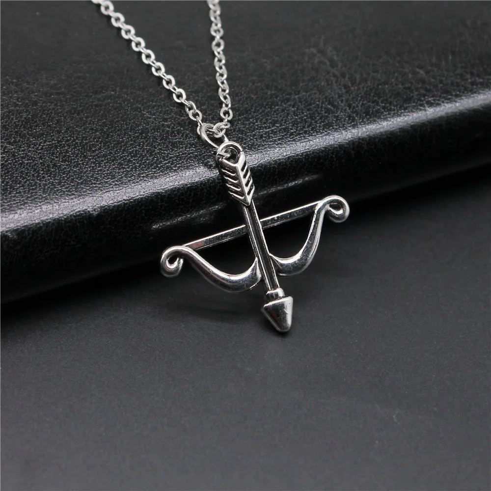 Simple Classic Fashion 26x25mm Antique Silver Color Arrow Pendant Girl Women Short Chain Necklaces Choker Necklace