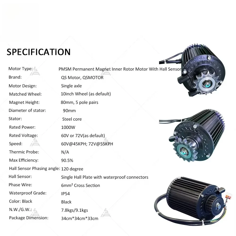 Hot selling：High Quality QS90 1000W V1 Mid Drive Motor Sprocket Type Electric 50kph Three-Phase