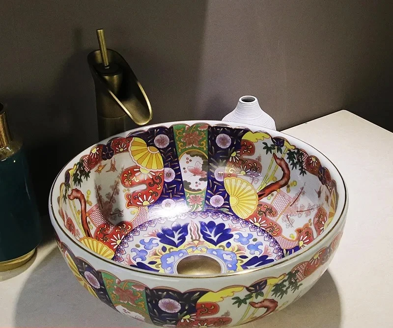 

Art Basin Wash Basin Bathroom Washbasin American Style Table Ceramic Basin Vintage BathTub aesthetically pleasing practical