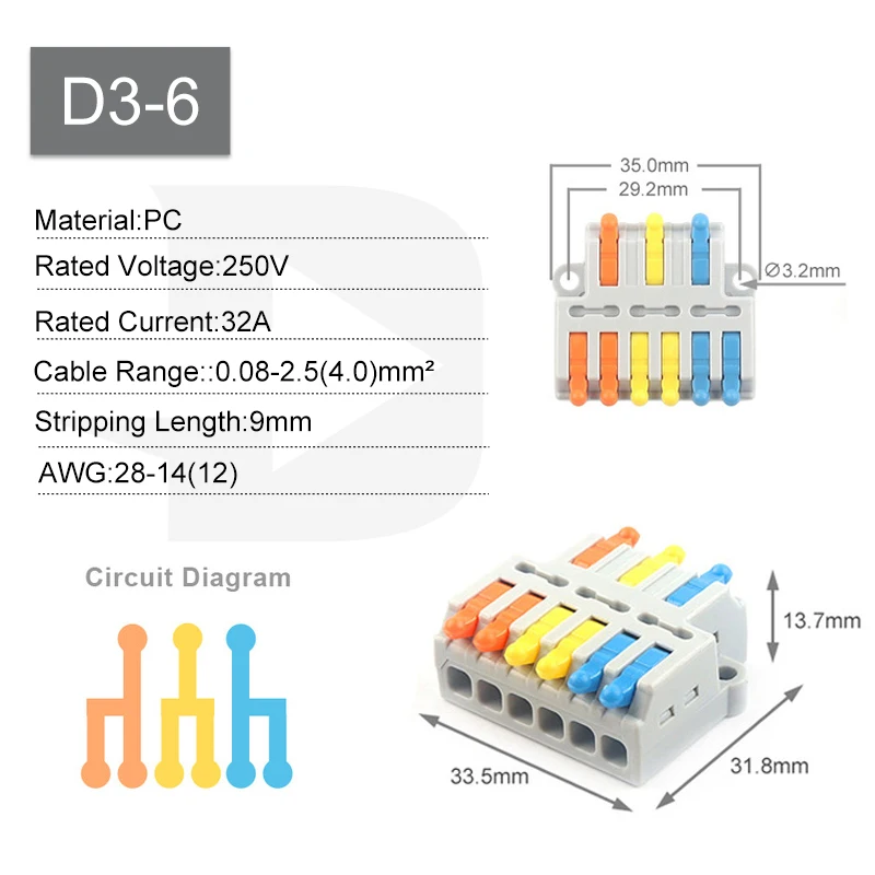 5PCS Hebel Schnelle Draht Anschlüsse Verbinden Elektrische Universal Spleißen Kompakte Inline Push-in Hause Terminals Block 412/413 SPL