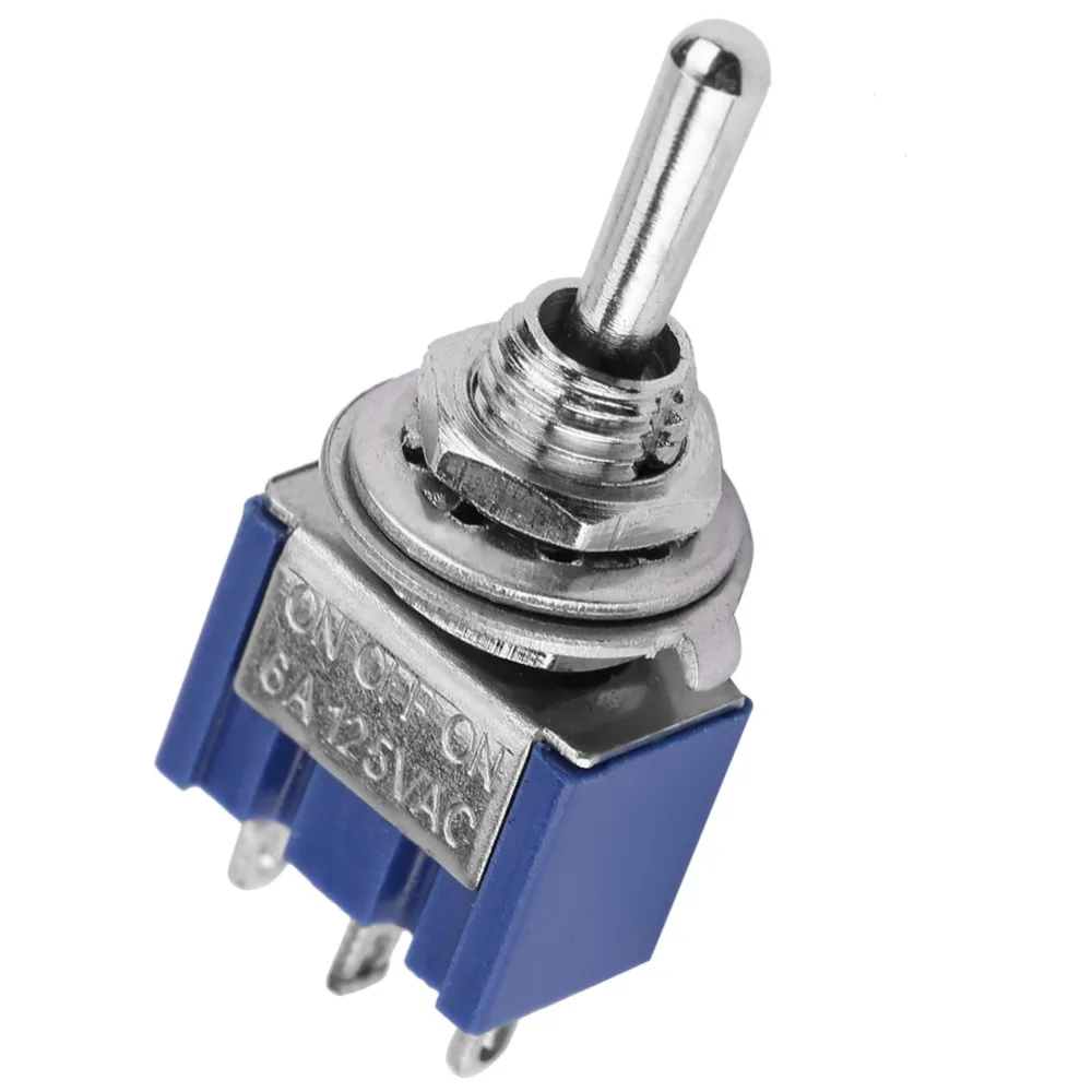 10 Pcs Rocker on Off on 3 Position 3 Pin Mini Toggle Switch 6A 125VAC 6mm SPDT Switch MTS-103 Blue on Off on Toggle Switch Home