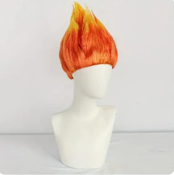 Flame Costume Synthetic Wig Pre-Styled Anger Fire Wig Two Tone Orange and Yellow Stylish Flame Wig Spiky Halloween