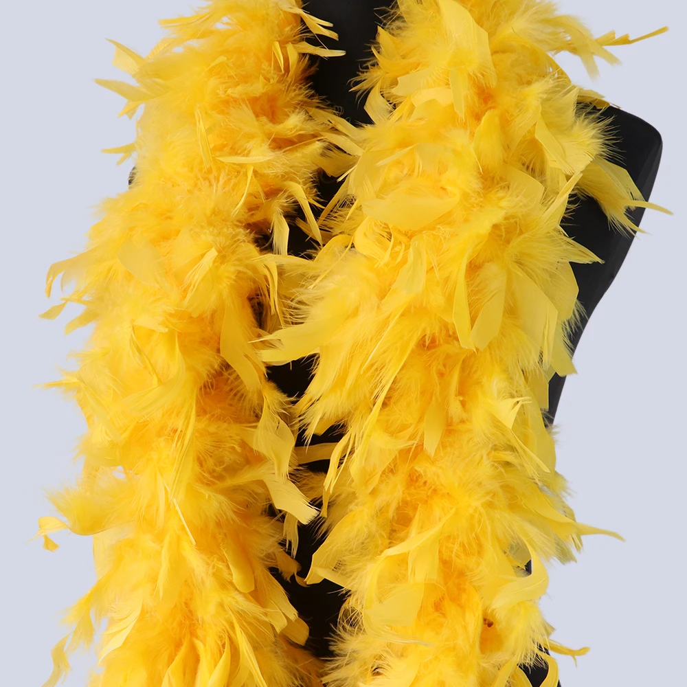 60 G Gold Yellow Turkey Feathers Boa Fluffy Marabou feather scarf trims for Costume Party Dress Sewing Decoration plumas boa