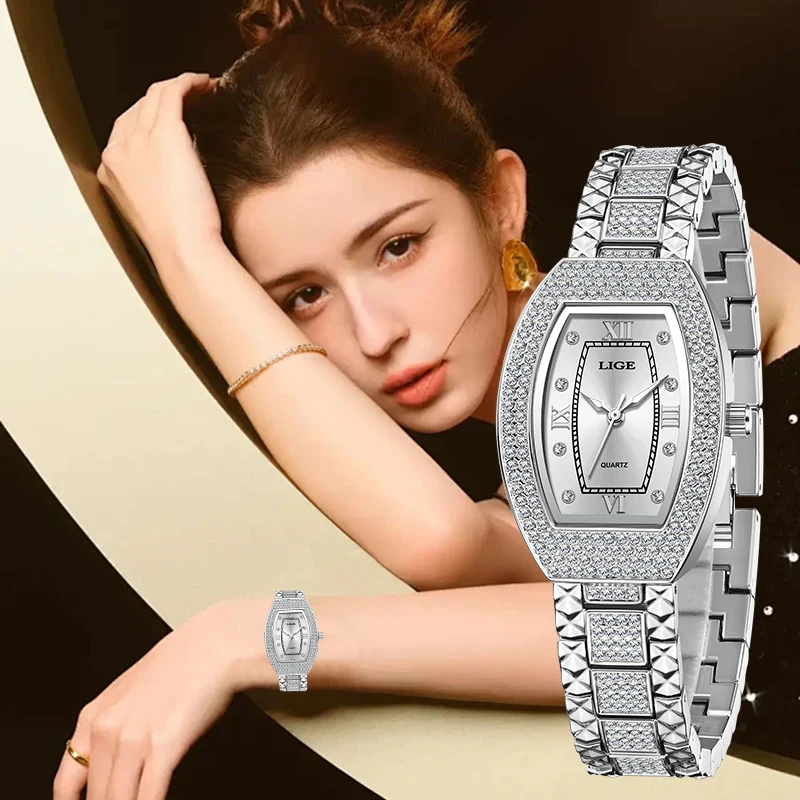 

LIGE Top Brand Elegant Woman Watch Fashion Luxury Waterproof Diamond Dial Casual Sport Quartz Watches for Women Ladies Gift New