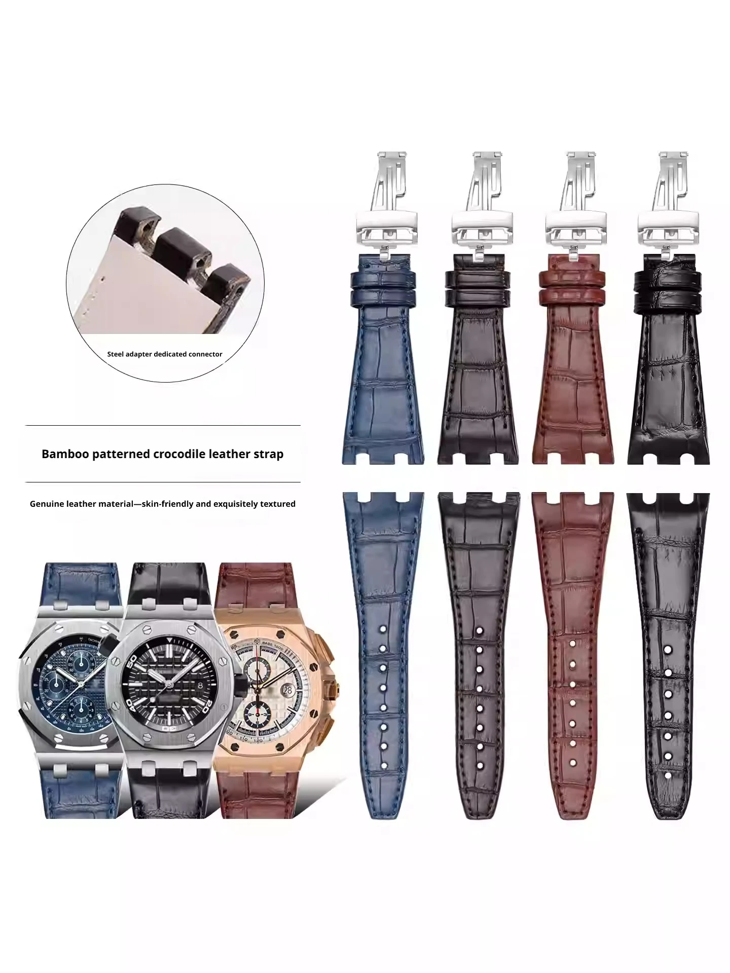 Genuine Crocodile leather watch strap for Audemars Piguet Royal Oak Offshore 23 26 28MM leather watchband stainless steel buckle