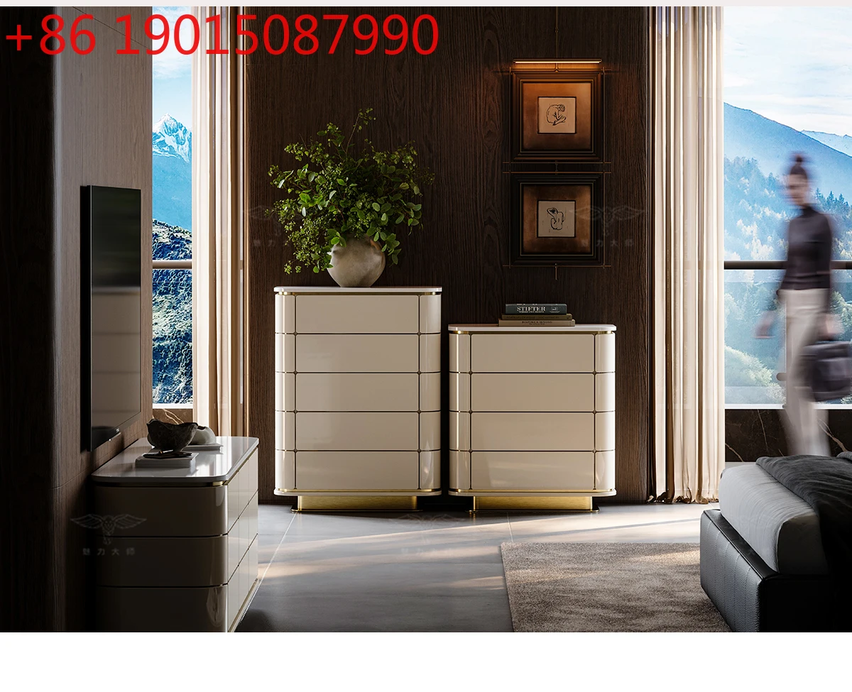 

Italian light luxury chest cabinet against the wall locker designer storage high-end chest of drawers