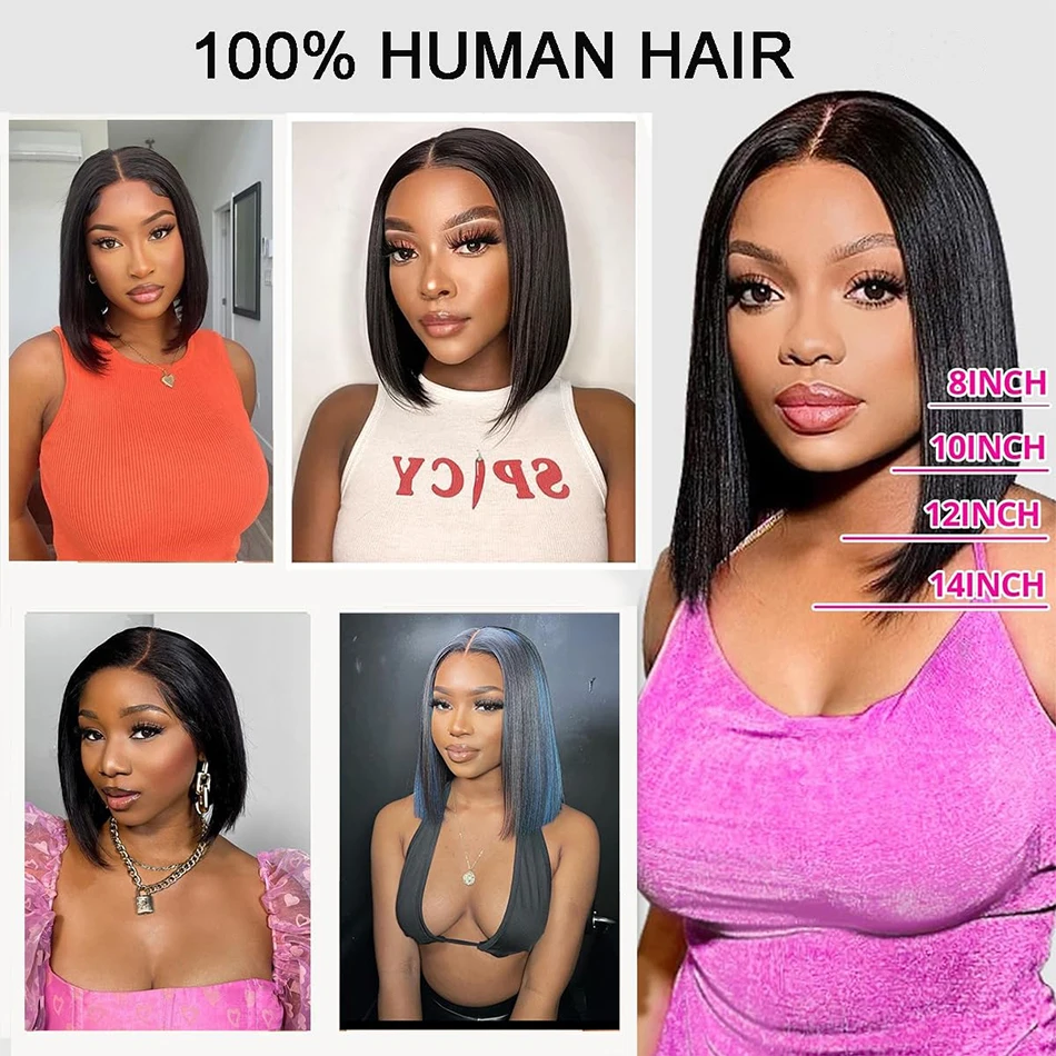 Wear Go Bob Wigs For Women Human Hair Glueless Short Bob Wig Bone Straight Lace Front Wigs 13x4 Brazilian Lace Frontal Wig Sale