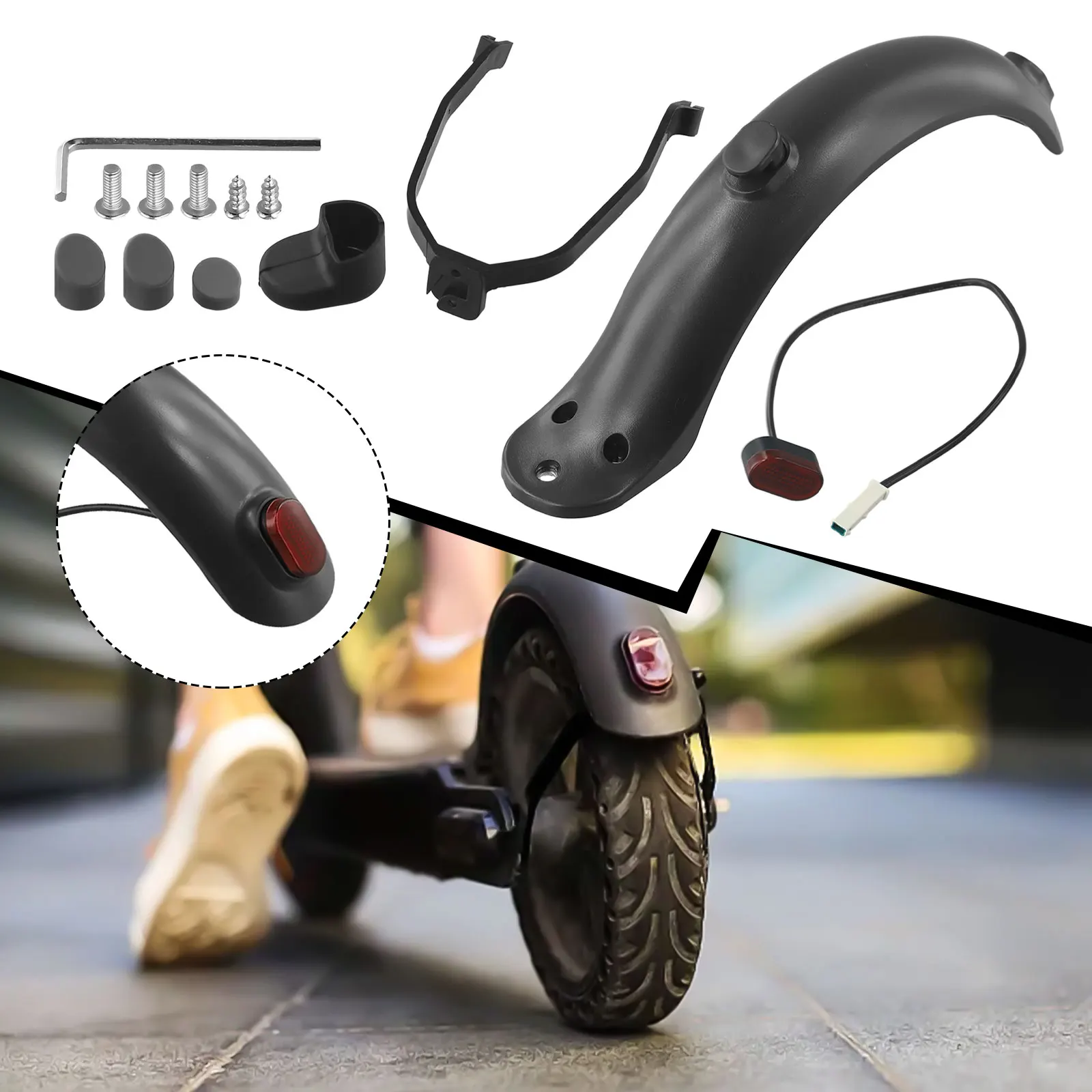 Rear Mudguard and Taillight Replacement Kit for For xiaomi For M365 Including Bracket 3 Nuts 2 Screws 1 Wrench and