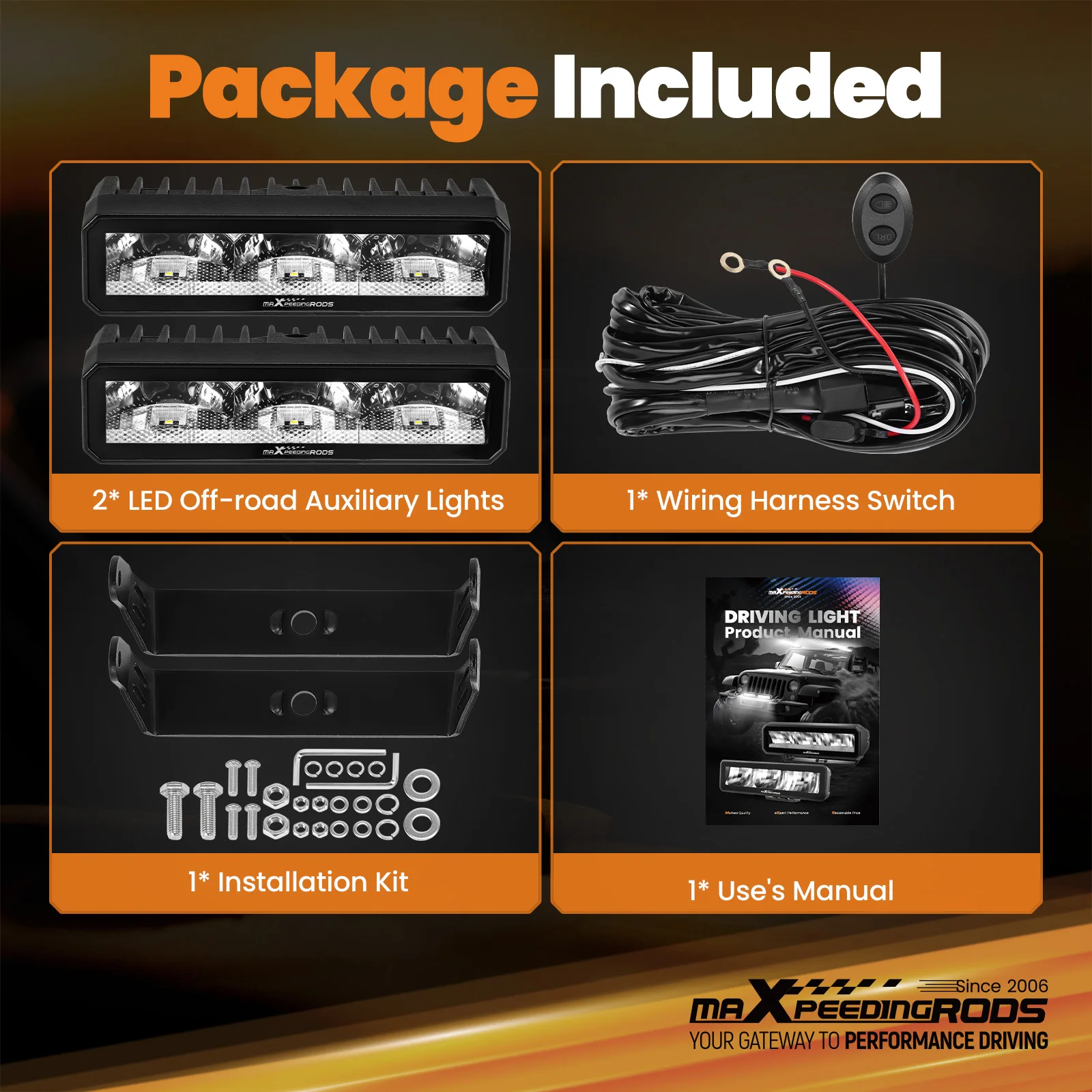 6inch 60W LED Off-Road Lights Rectangular Spot Beam Driving Light Bar 6000LM