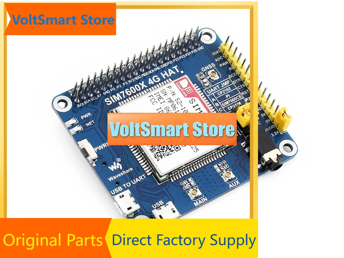 VoltSWaveshare 4G 3G GNSS LTE CAT4 HAT Based On SIM7600A-H For Raspberry Pi North America