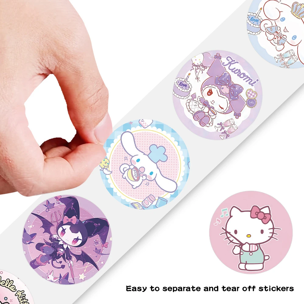 500 Stück/Rolle Niedliche Sanrio Cartoon Anime Kuromi Cinnamoroll Versiegelungsaufkleber Kawaii Wasserfeste DIY Schreibwaren Tagebuch Belohnungsaufkleber – Detail 4