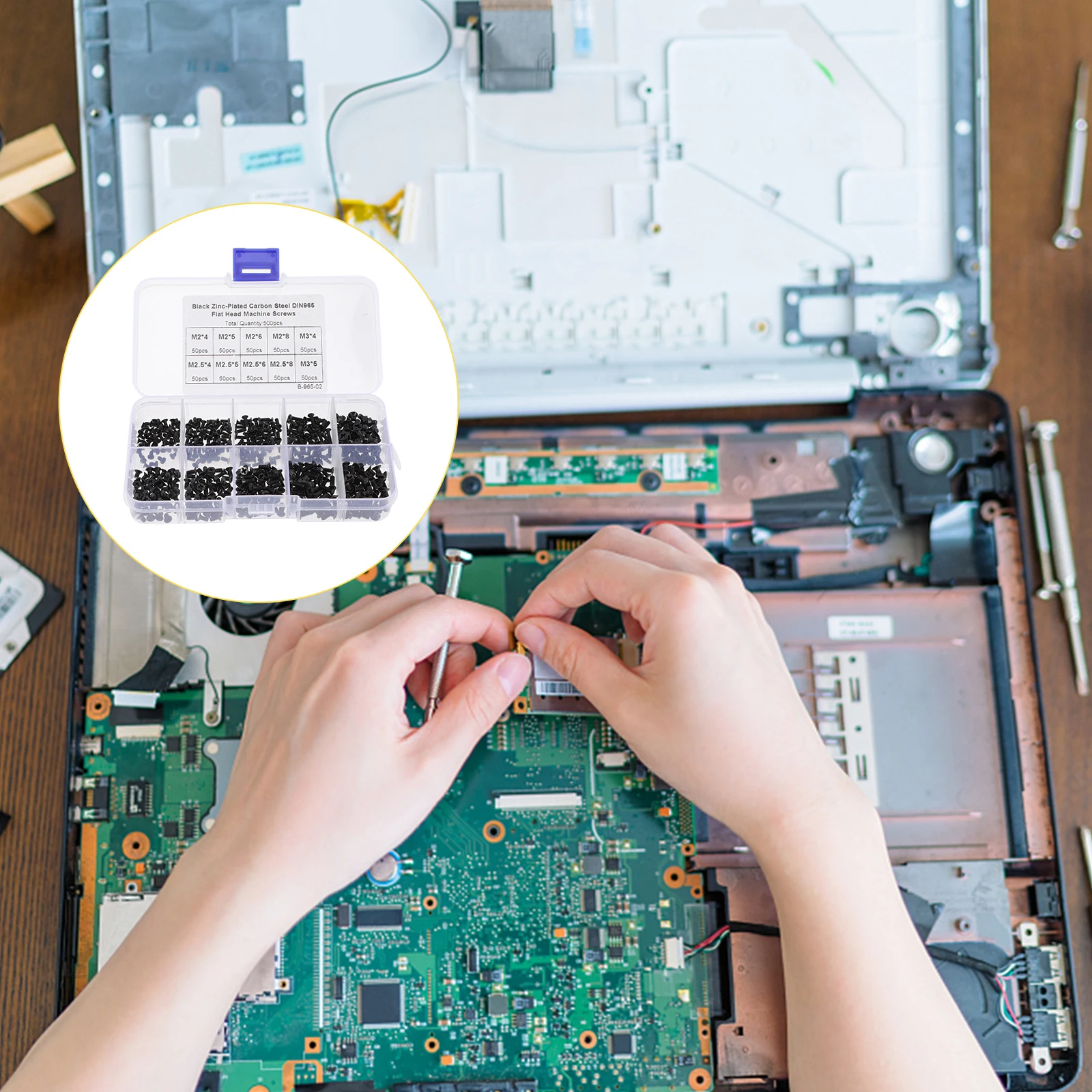 

1 set Premium Countersunk Screws Set for Laptop Computer Self-Tapping M2 Flat Head Cap Bolts Assortment Kit Compatible with SSD