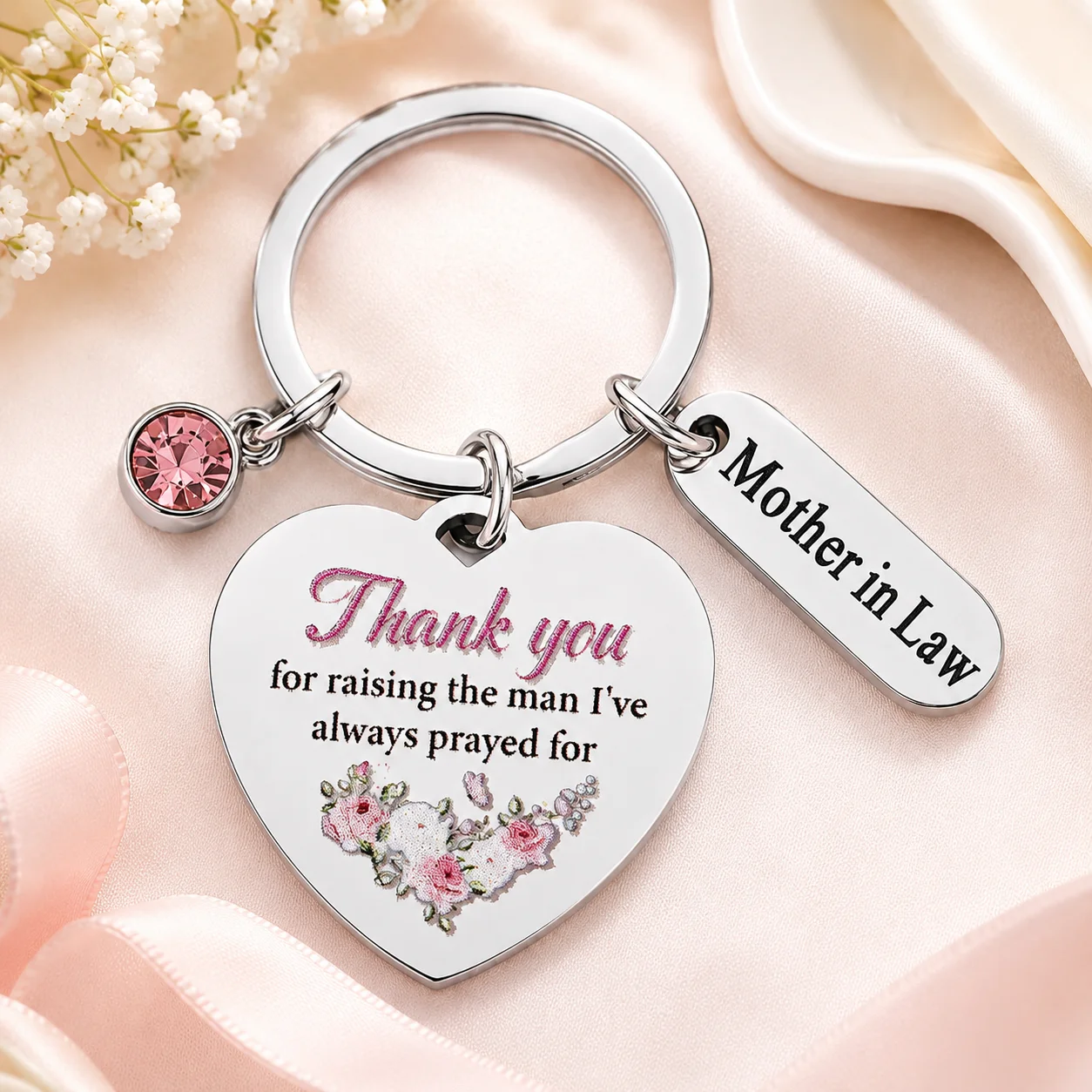 Thank You Keychain for Mother In Law, Mother of Bride Groom Birthday Christmas Appreciation Gift for Women