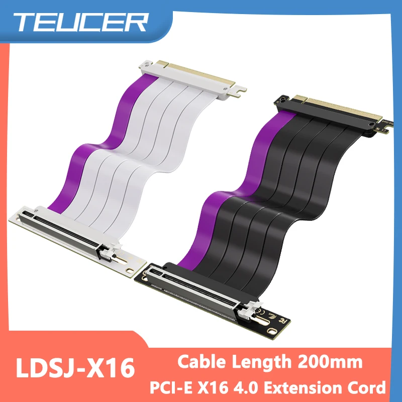 

TEUCER PCI-E 4.0 X16 Удлинительный кабель для видеокарты Антиэлектромагнитные помехи Эффективный и стабильный удлинитель для графического процессора