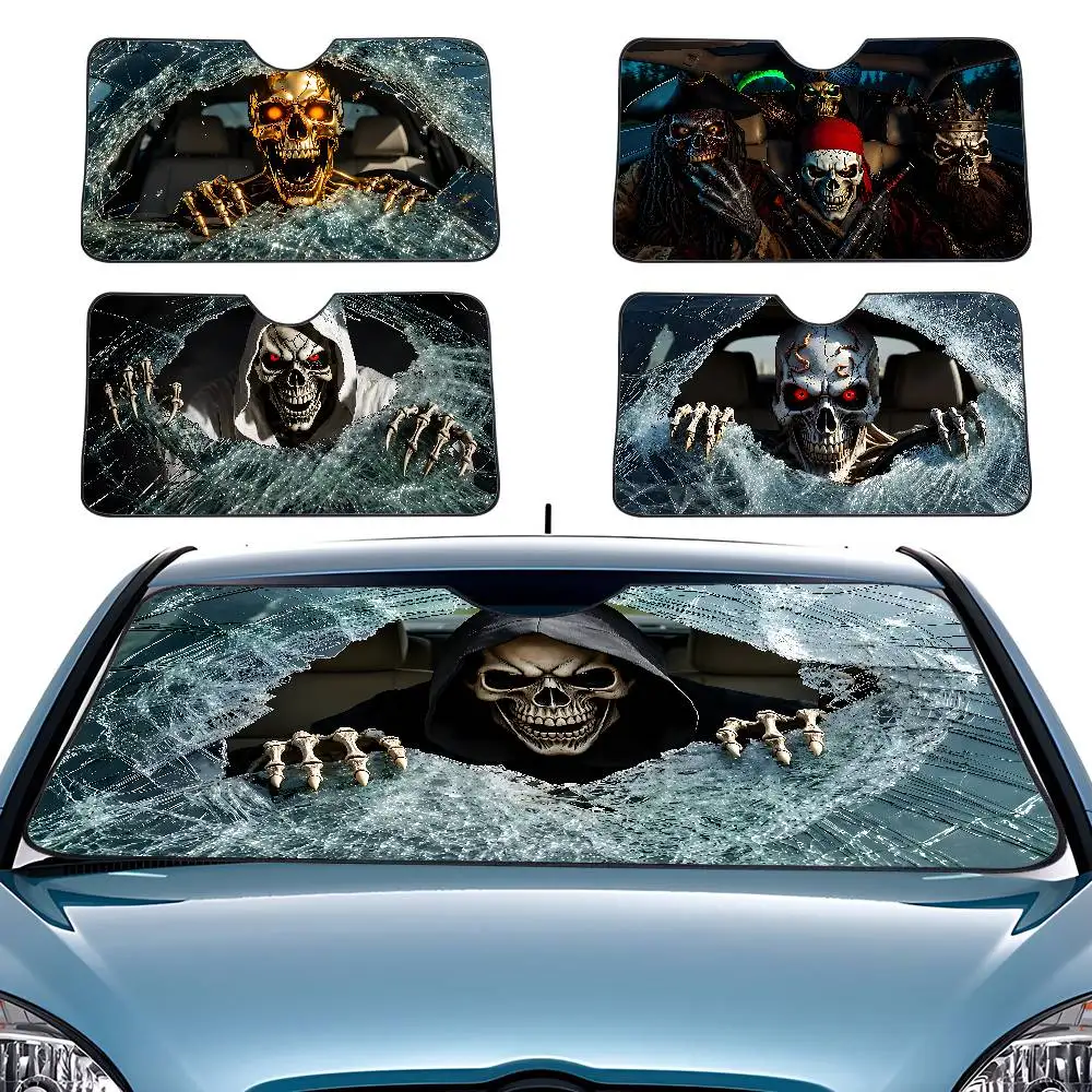 Skull-Themed Car SunShade Windshield Car Windscreen Cover Sun Shade Auto Visor Car Accessories
