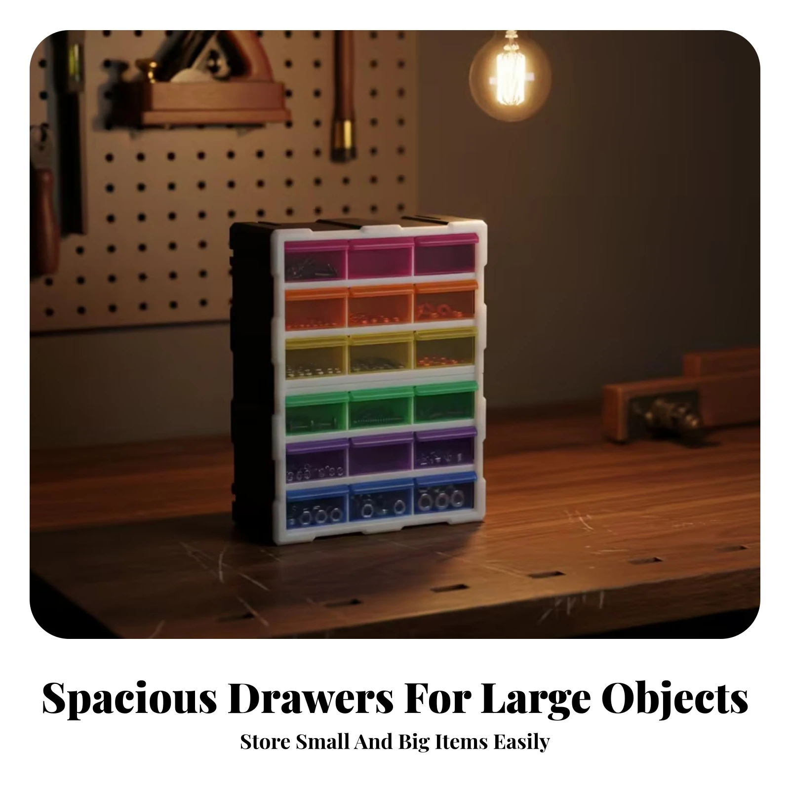 Small Parts Organizer Compact Clear Plastic Drawer Organizer Black Frame 18-Drawer Cabinet view 6