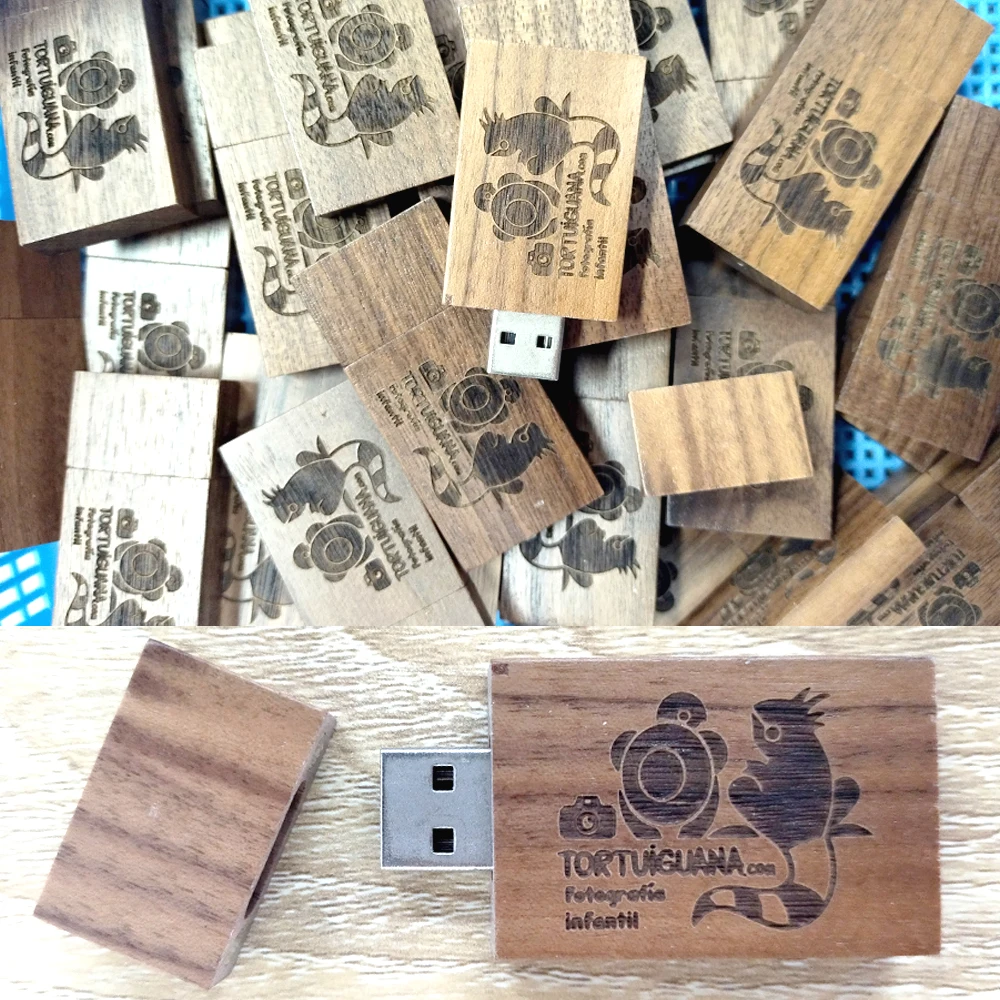 50pcs/lot Customised Logo Wooden Pen Drive USB 2.0 Flash Drive 4GB 8GB 16GB 32GB 64GB Memory Stick for Photography Wedding Gift