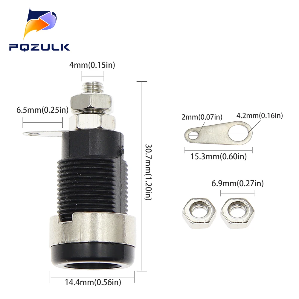 5PCS High Voltage Safety Type 4MM Panel Banana Socket Hole Current 32A Terminal Connector Open Hole 12mm Plug