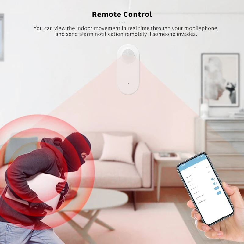 Tuya Wifi Smart Pir Bewegingsdetectiesensor Beveiliging Inbraakalarm Sensor Smart Life App Control Support Alexa Google Home