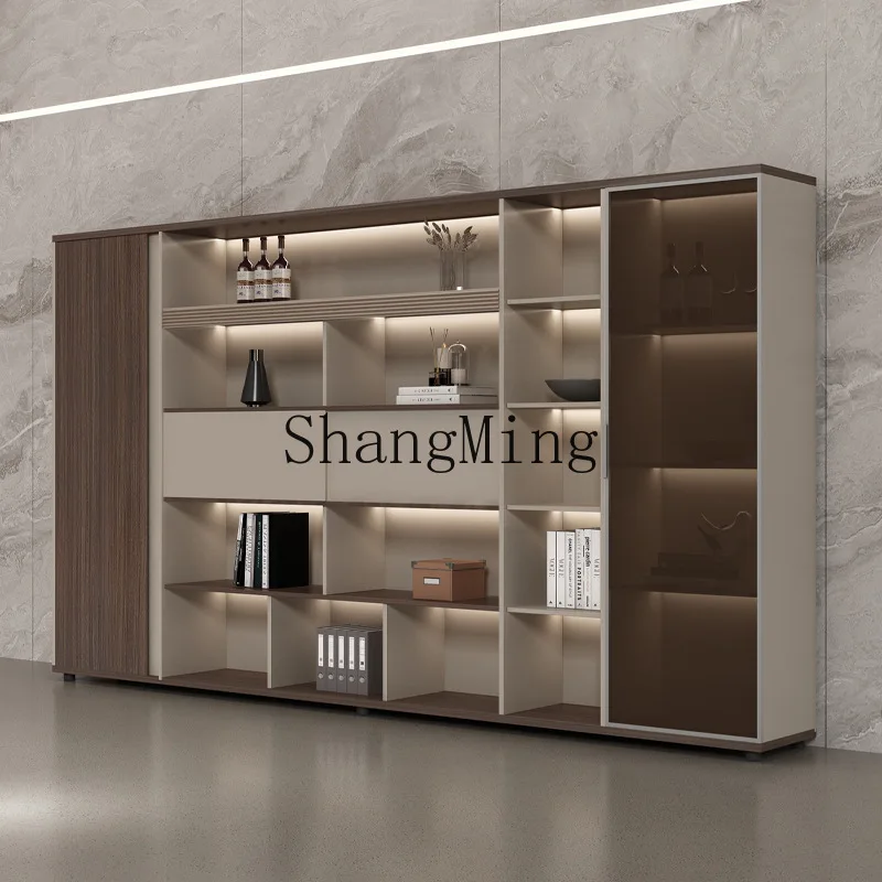 

SM office bookcase wooden background information file storage document storage cabinet