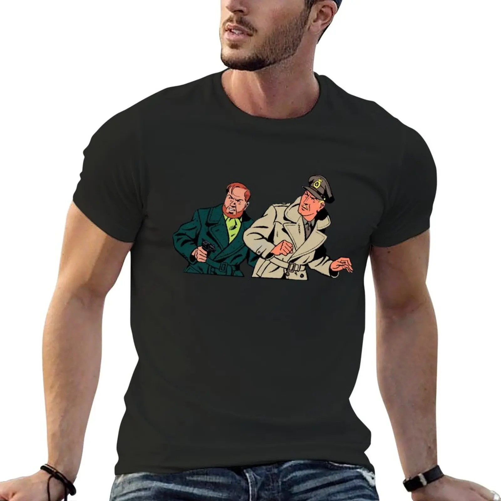 Blake and Mortimer (From The Yellow 'M' (La marque Jaune) Frontispiece) T-Shirt rapper graphic tees quick drying Men's t-shirt