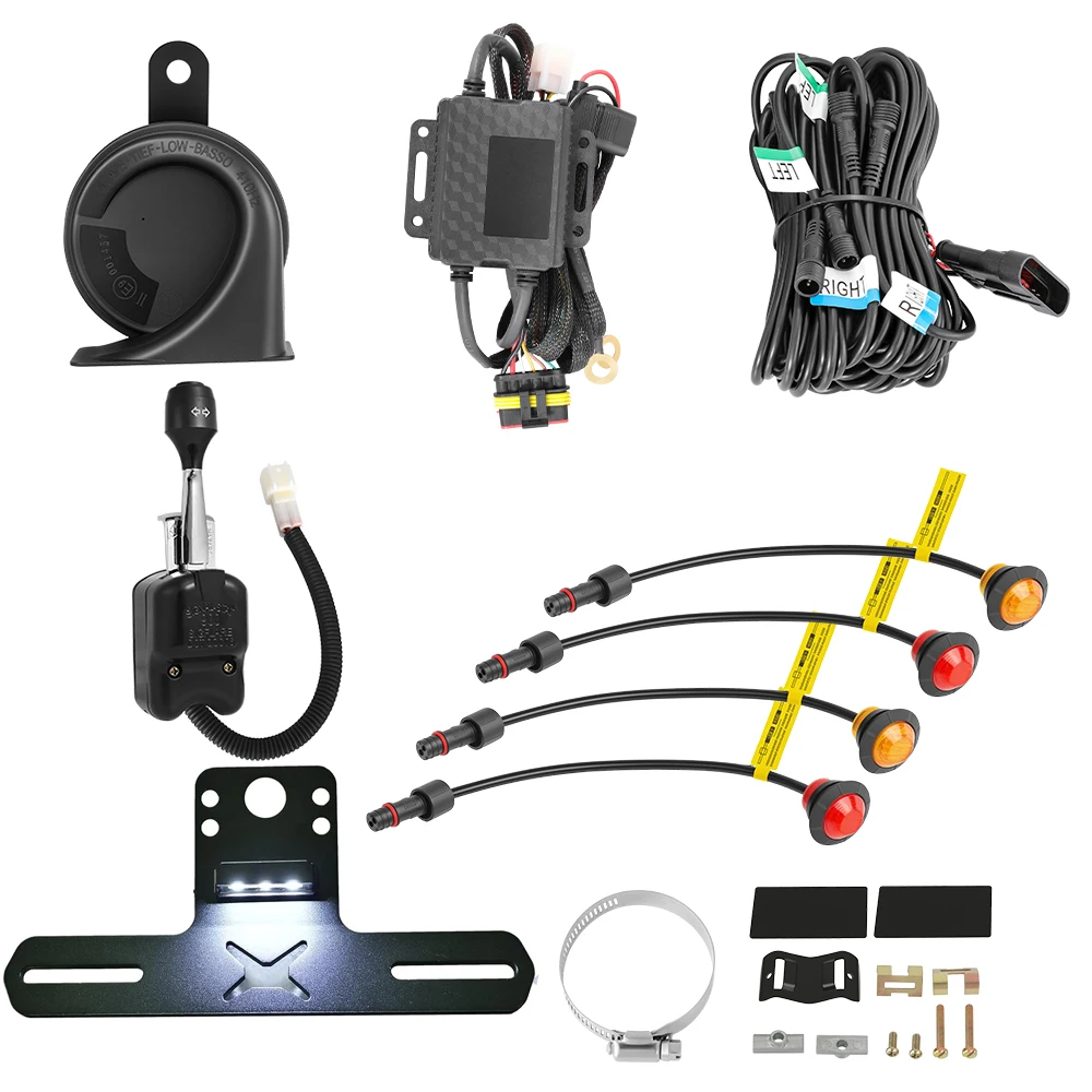 

For Polaris RZR XP 1000 UTV Turn Signal Horn Street Legal Kit SXS ATV Universal UTV Turn Signal Light Kit License Plate Holder