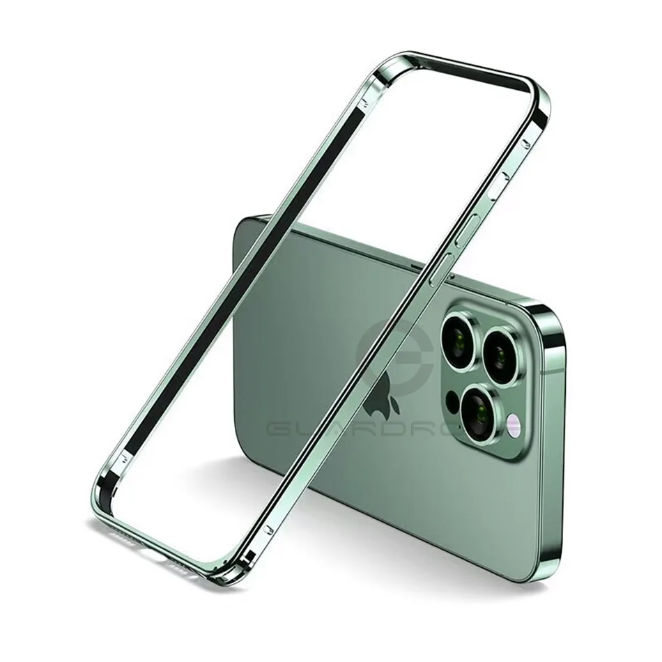 JONEHEN Luxuriöser heller Aluminium-Metallrahmen für iPhone 12, 13, 14, Plus, 15, 16, 17, Pro Max, Stoßstangenhülle, dünne Legierung, schützende Rückseite, Zubehör 3