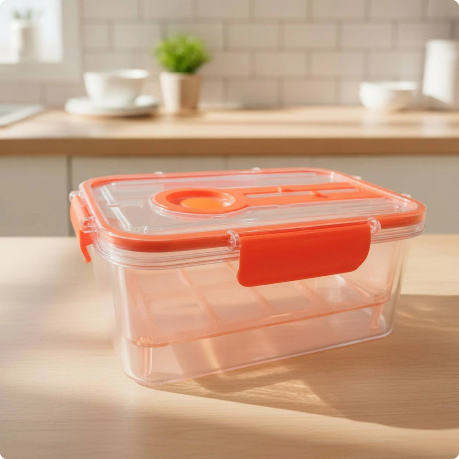Food Storage Container with Removable Colander Clear Fridge Container with Colander Drainage Box Stackable Organizer Bins