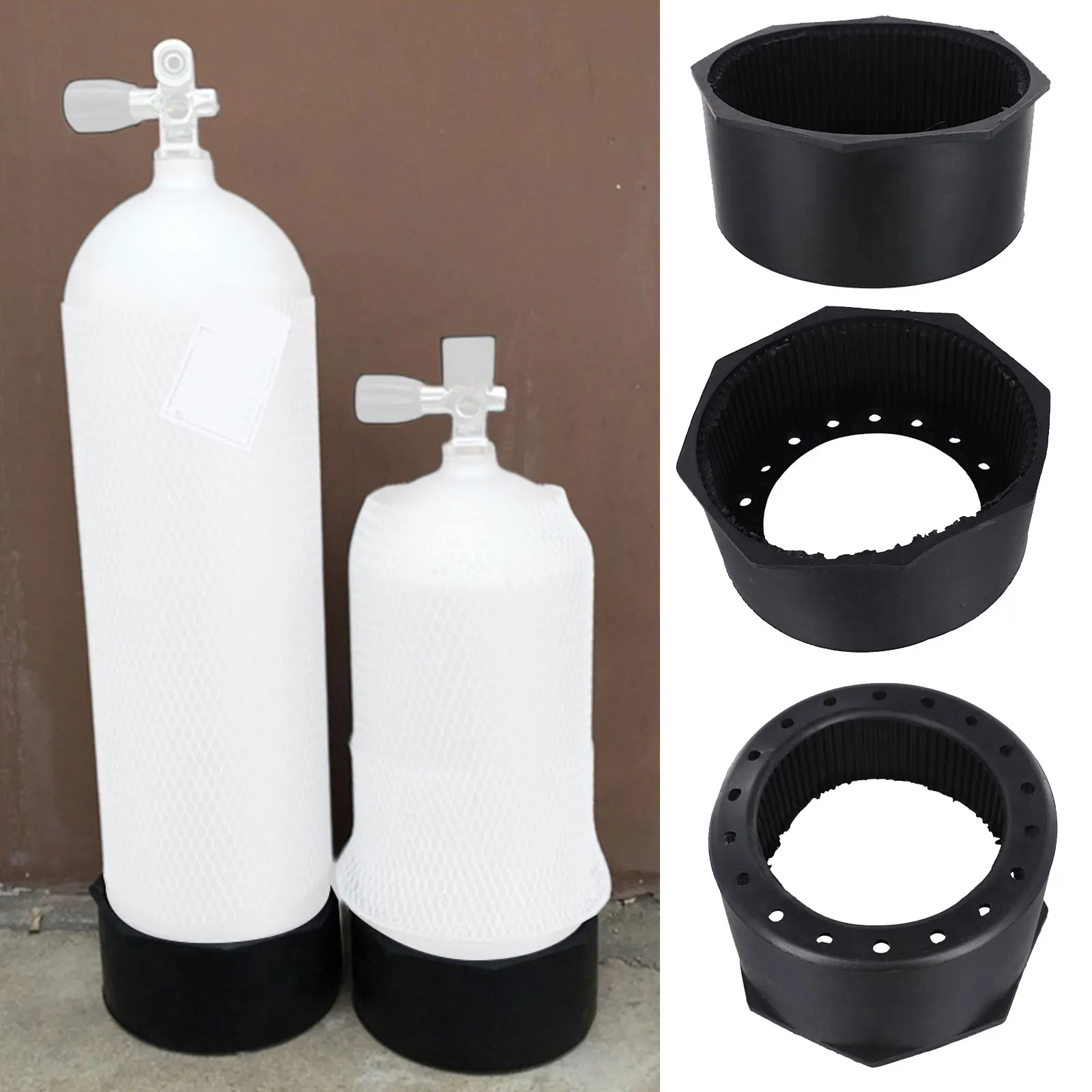 Cylinder Tank Boot Rubber Cylinder Bottom Holder Cylinder Protection Dense Grooves Drain Holes Prolongs Cylinder Life