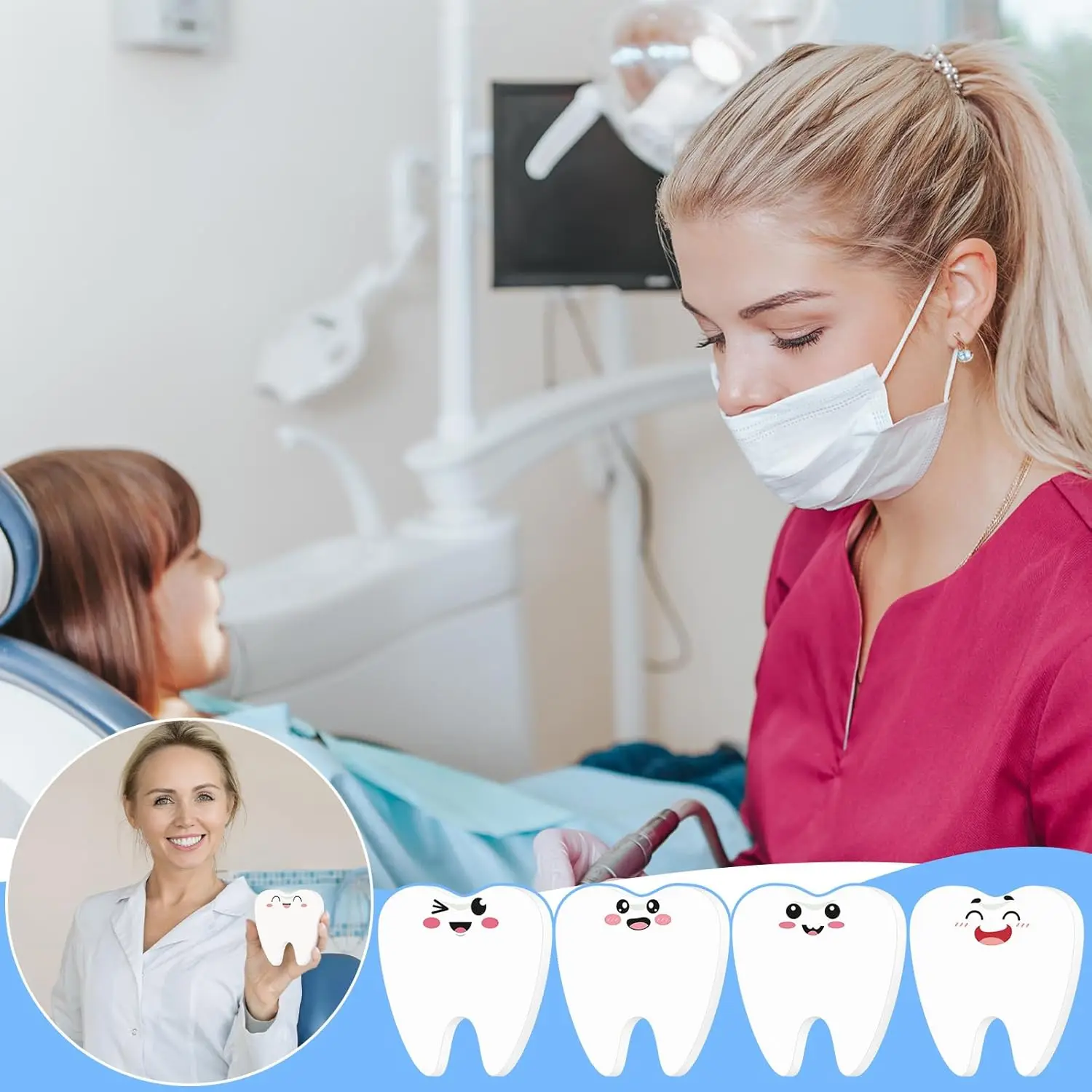 18Dental Assistant Geschenkset (enthält zahnförmige Haftnotizen und Kugelschreiber) – lustige Büroartikel für Zahnhygieniker, geeignet für – Detail 5