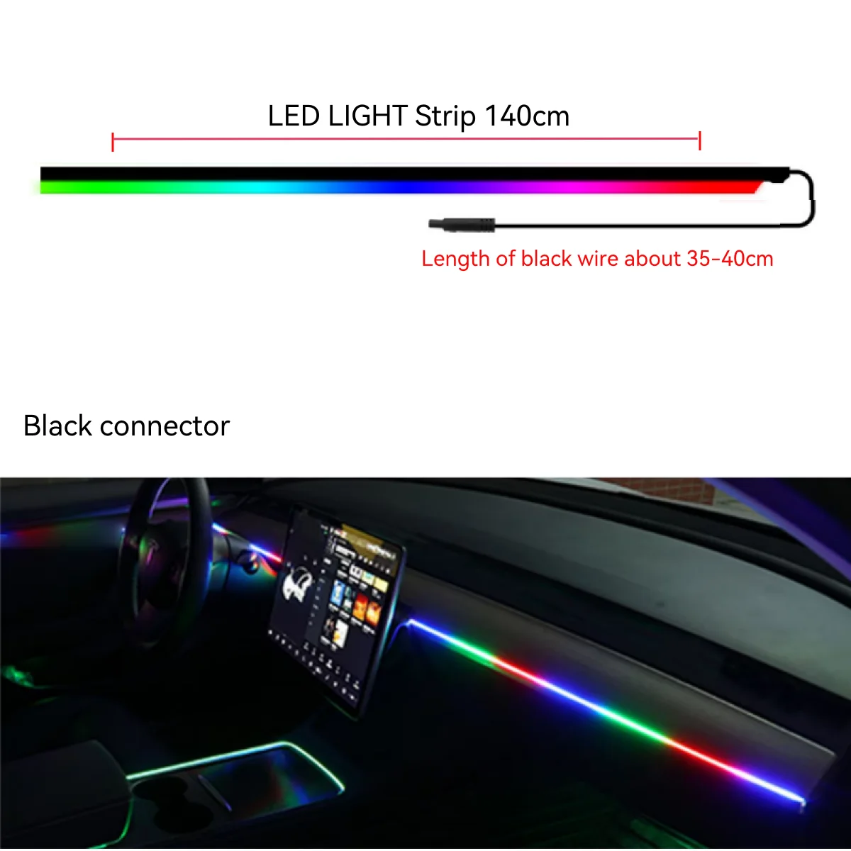 1/2-in-1 110cm 140cm Acryl Auto-Innenbeleuchtung LED-Lichtstreifen APP Fernbedienung USB Ambientebeleuchtung Neon-Atmosphärenlampe Dekoration