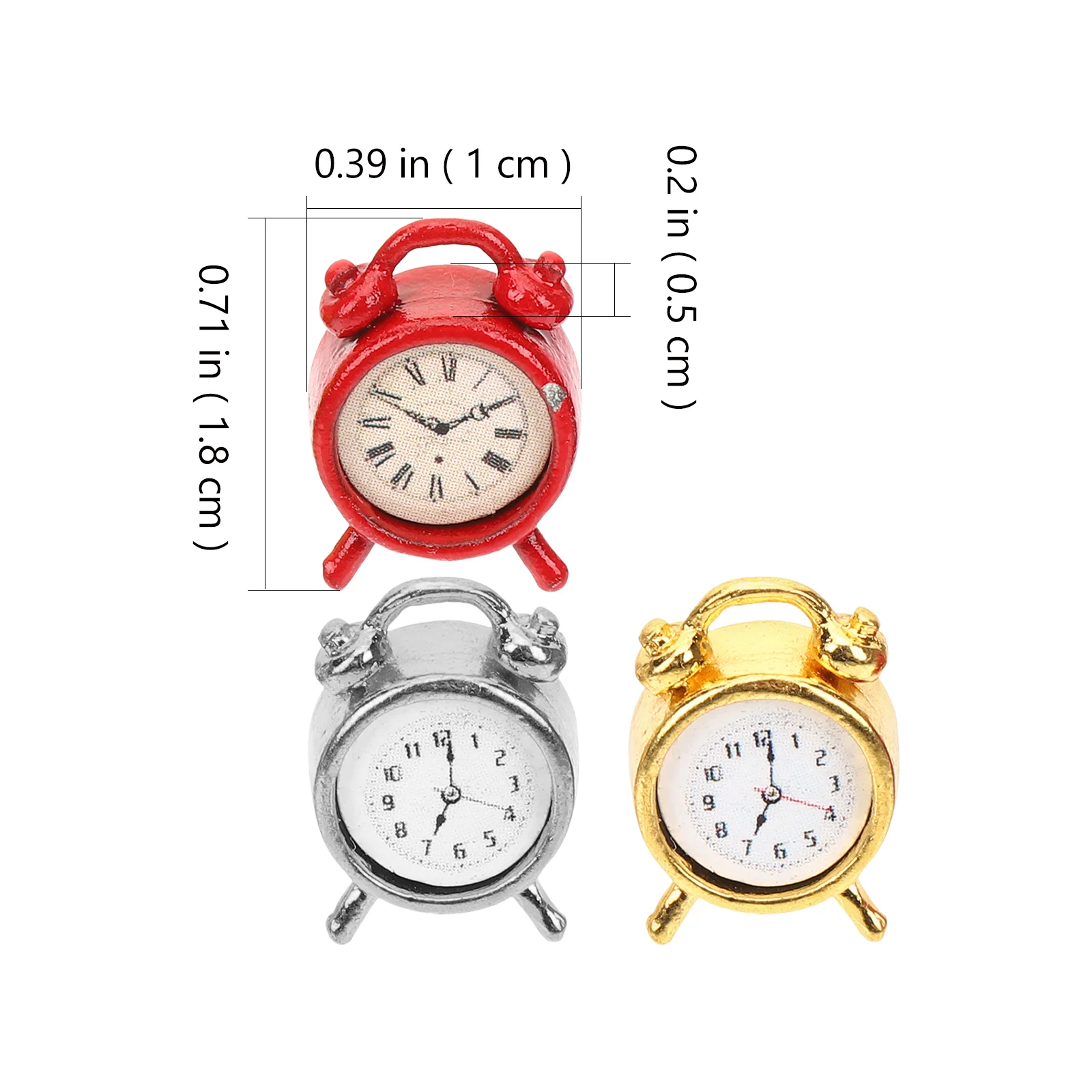 4 Pcs Mini Clock Model Miniature Alarm Clocks Vintage Wall Travel Crafts Alloy