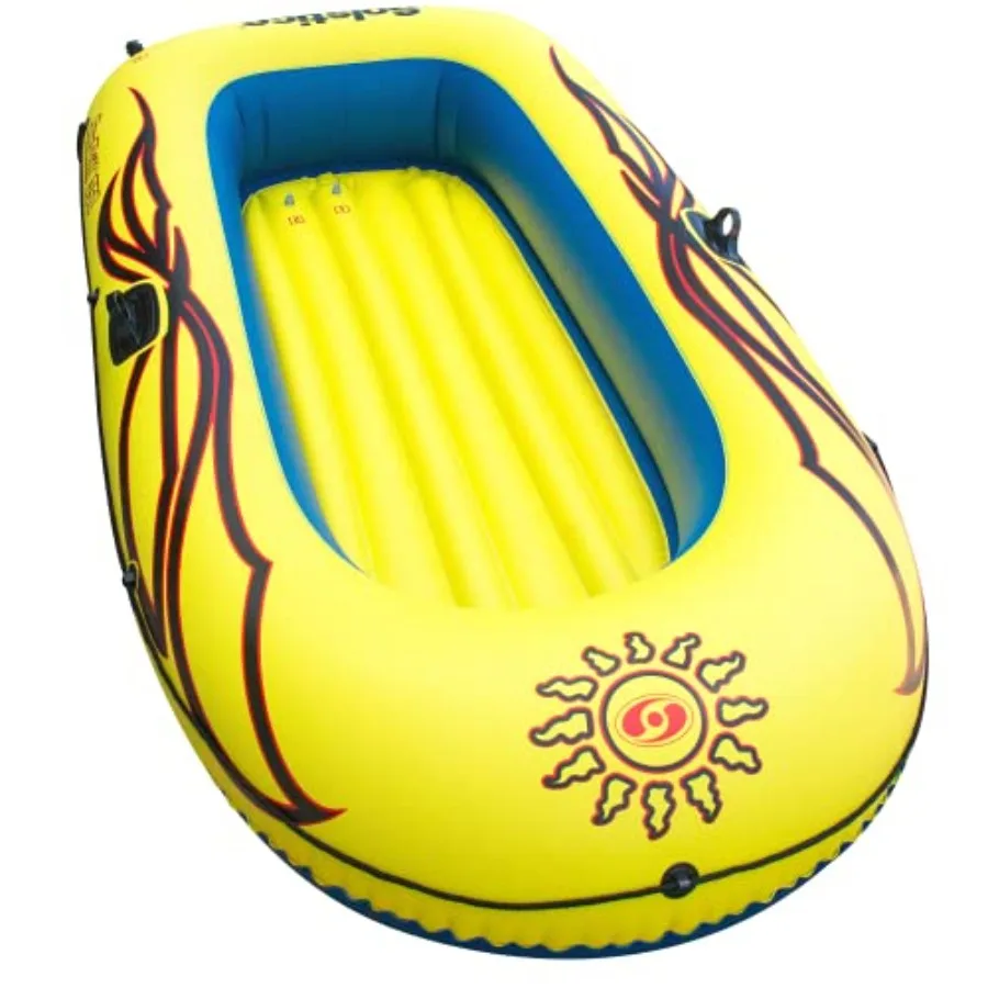 Inflatable Boat Raft For 3 Persons Adults And With Pole Oar Holders Cushioned Comfortable Base Grab Line 8 Feet Sunskiff Kit Di
