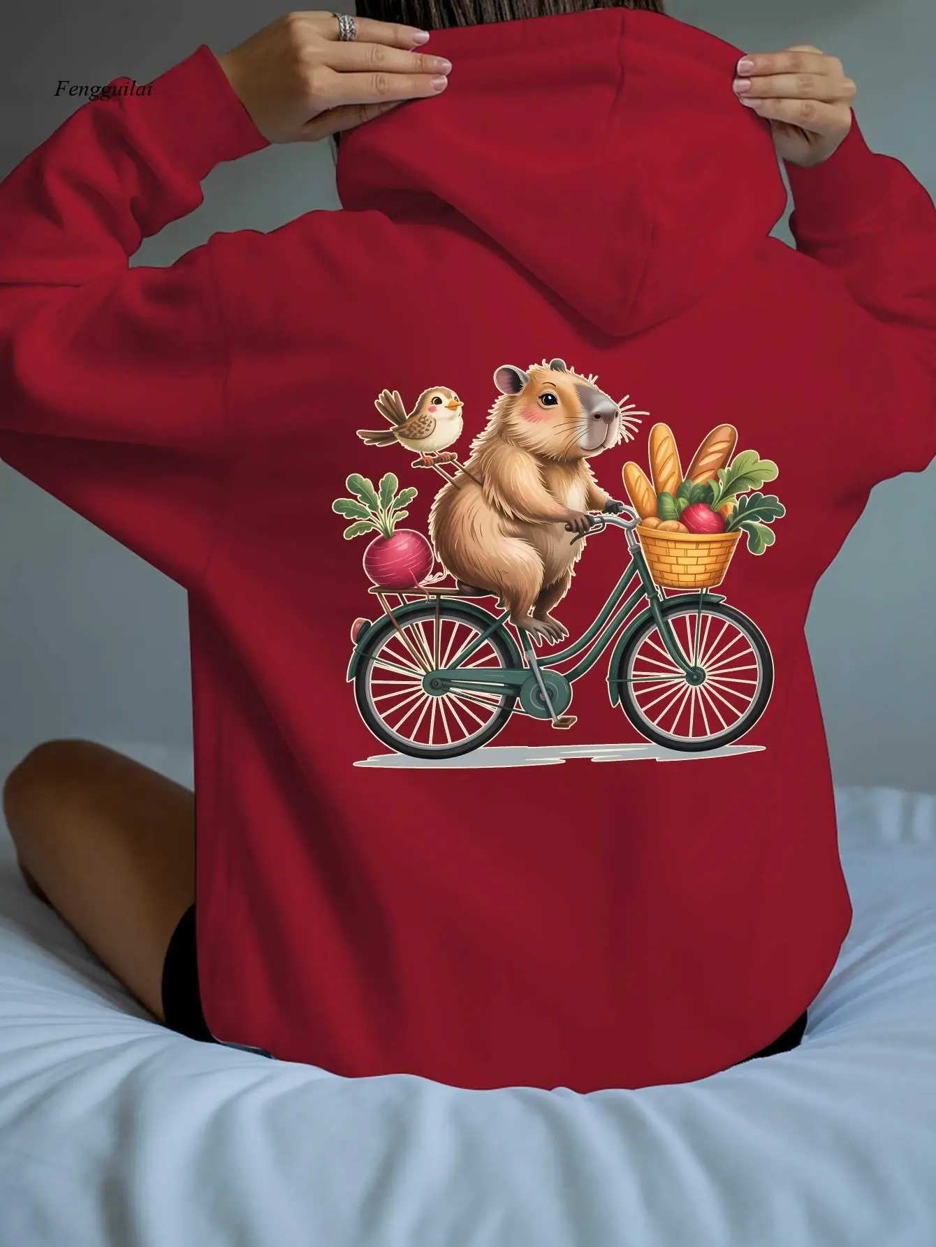 Lässiges Sweatshirt mit Rückendruck, modischer, trendiger Kapuzenpullover, warmes, lässiges Langarm-Sweatshirt für Herbst und Winter