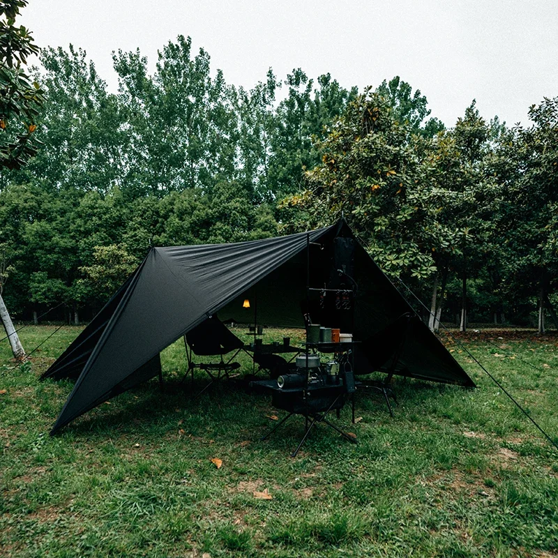 Black Coating Tarp 8/19 Hanging Points 3x3m 4x4m Outdoor Camping Sunshelter Portable Canopy Waterproof