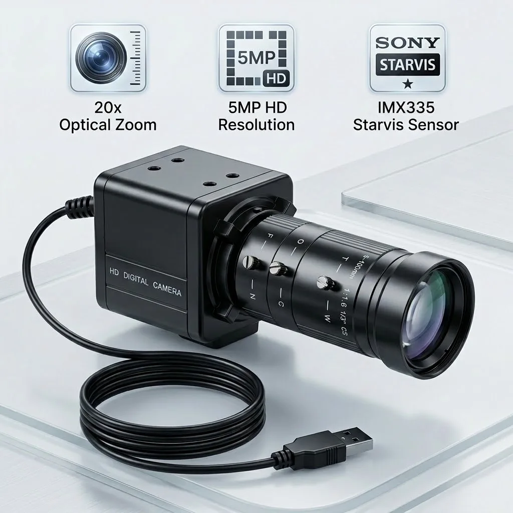 Industrial 5MP IMX335 1080P USB Camera Manual Zoom Lens 2.8-12mm 5-50mm 5-100mm for Machine Vision Face Recognition Raspberry Pi