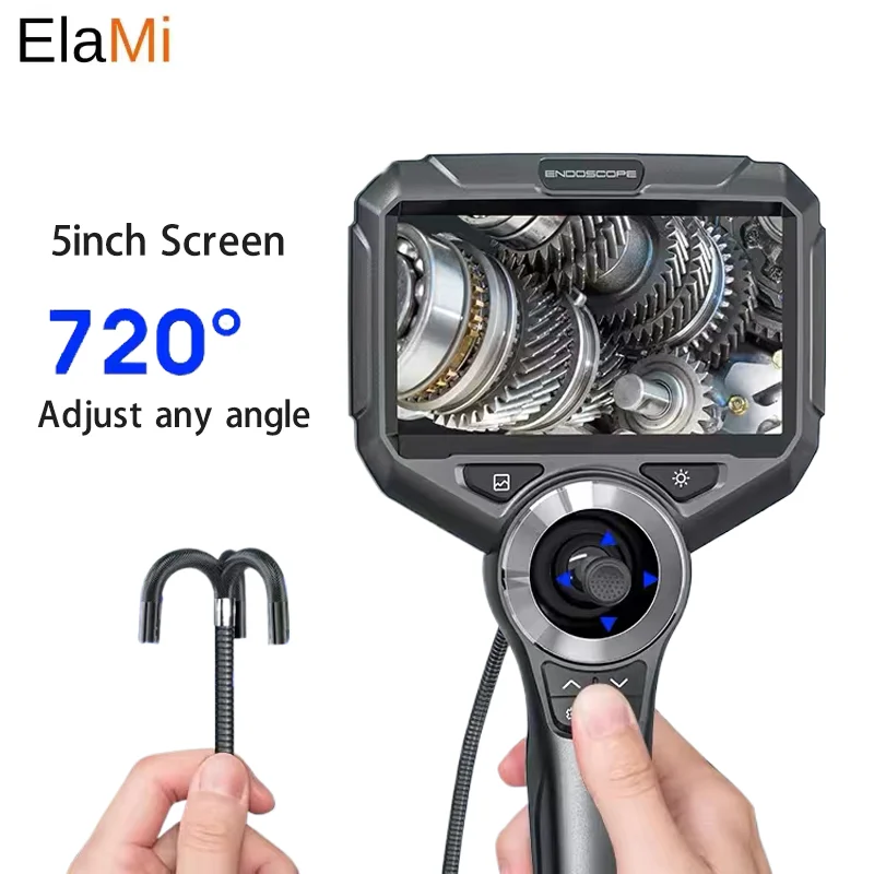 

5Inch Industrial Endoscope 4way 720Degree Steering Borescope 1080P HD With 6.0mm Soft Wire For Car Pipe And Sewer Inspection